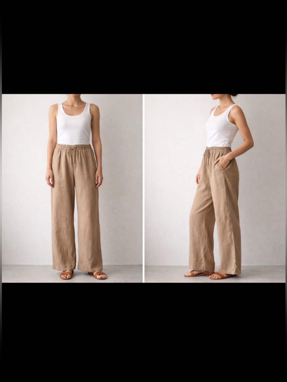InWear Linen Blend Wide Leg Pants | Neutral Minimalist Scandinavian Chic